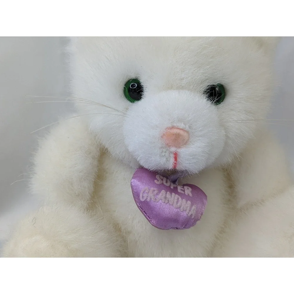 Russ White Cat Plush 6 Inch Super Grandma‎ Heart Stuffed Animal Toy